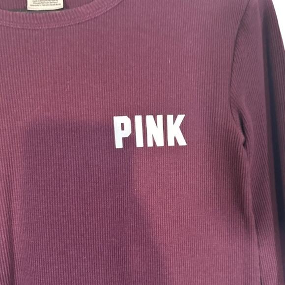 Victoria's Secret Maroon Long Sleeve Waffle Knit Athletic T-Shirt Women Sz XS - Picture 4 of 7